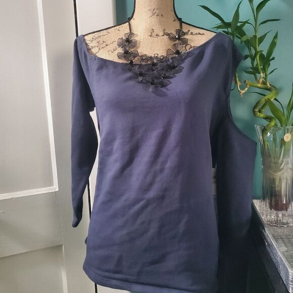 PLUS SIZE! SEXY ASYMMETRICAL COLD Shoulder cut out Sweatshirt - Picture 4 of 8